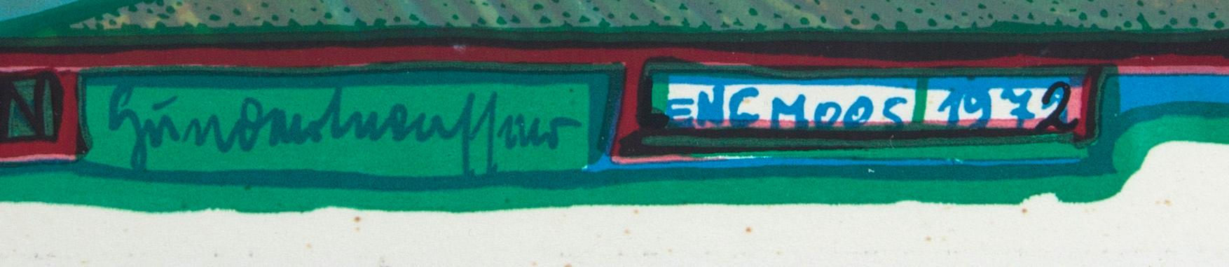 Friedensreich Hundertwasser,  serigraph in colours with metal embossing numbered 1649/3000.