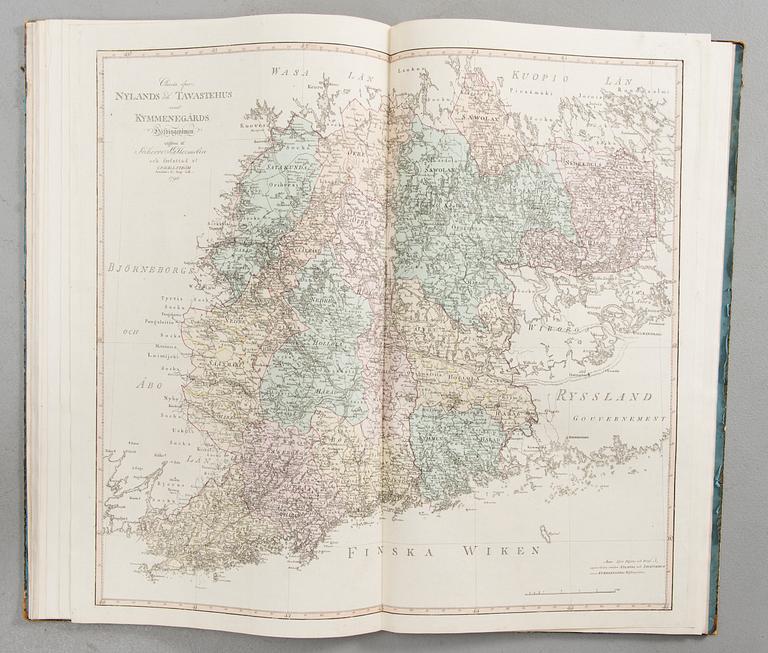 ATLAS JA KAKSI KIRJAA, S.G.Hermelin "Geograpiske Chartor öfver Sverige", Stockholm 1797.