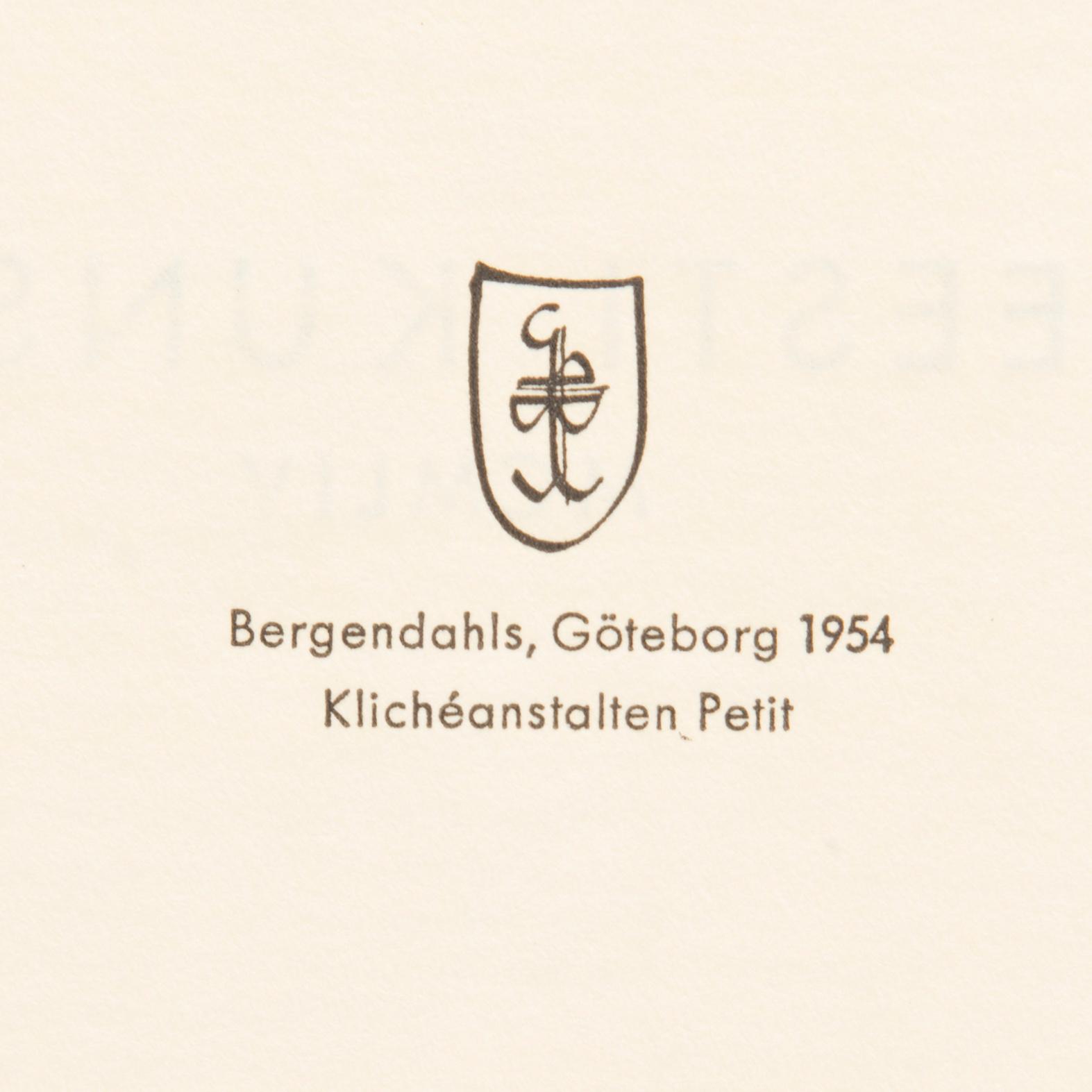 FOLDER, 18 offset prints, Bergendahls, Göteborg 1954.