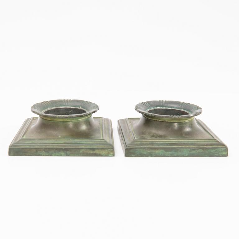 Just Andersen, Candle holders, 2 pairs, Denmark, first half of the 20th century.