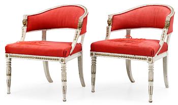 524. A pair of late Gustavian circa 1800 armchairs.