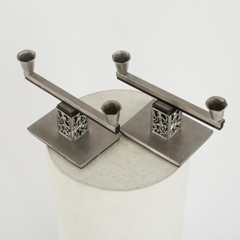 DAVID WRETLING, attributed to, 7 pewter items, mid 20th century.