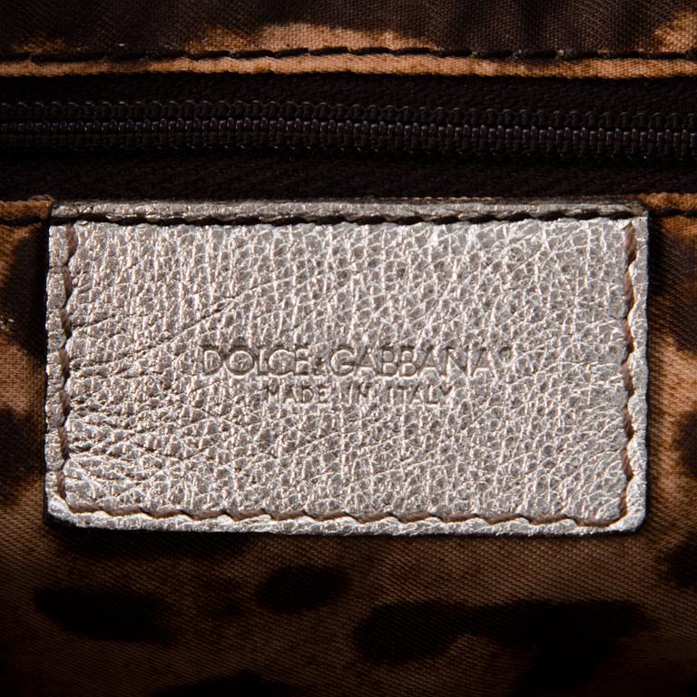 DOLCE & GABBANA Silver Leather Satchel Bag.