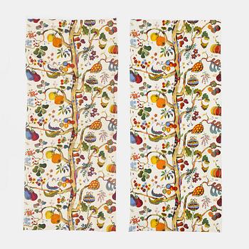 Josef Frank, a pair of linen 'Vegetable Tree' curtains, Svenskt Tenn.