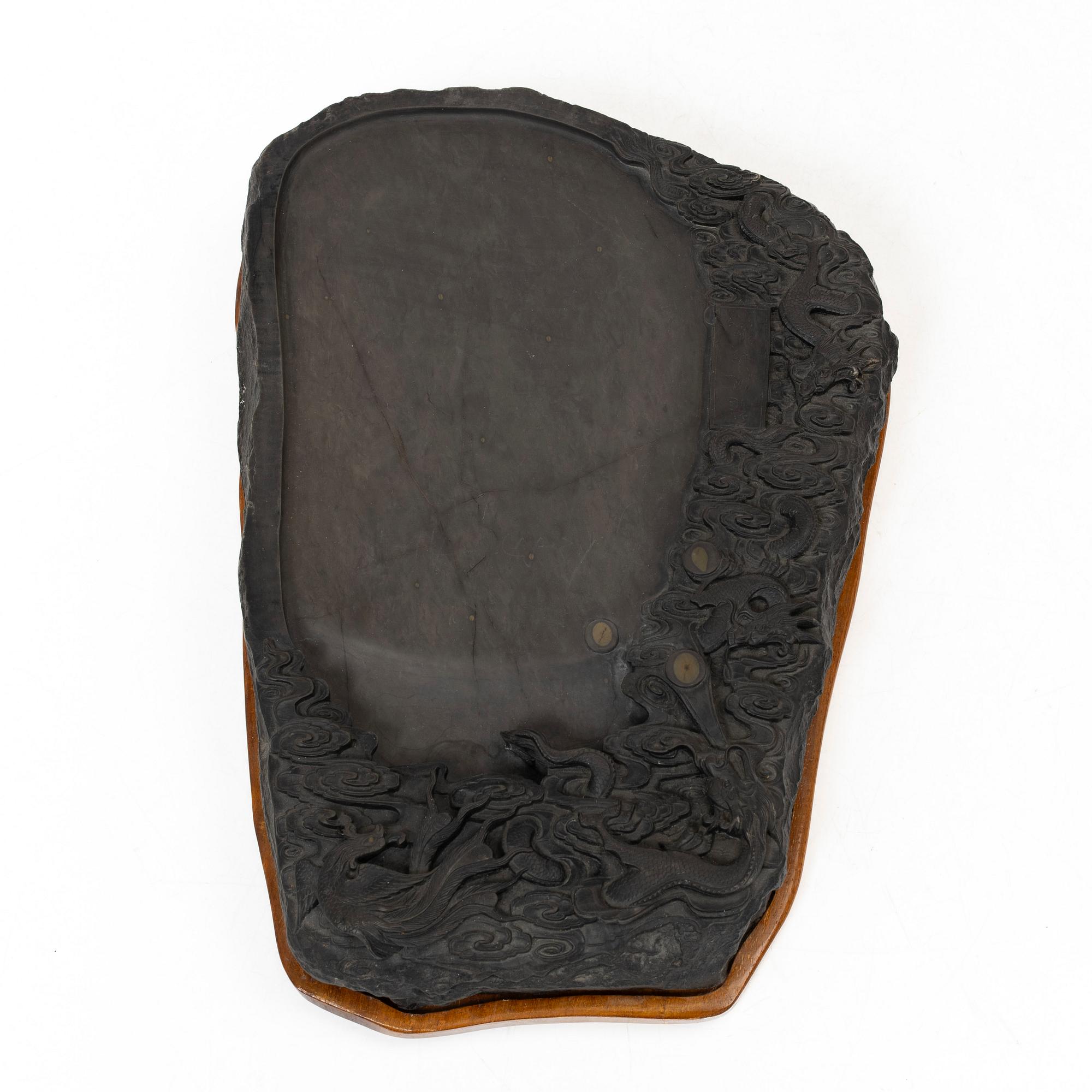 Tuschsten, signerad, Kina, 1980-tal.