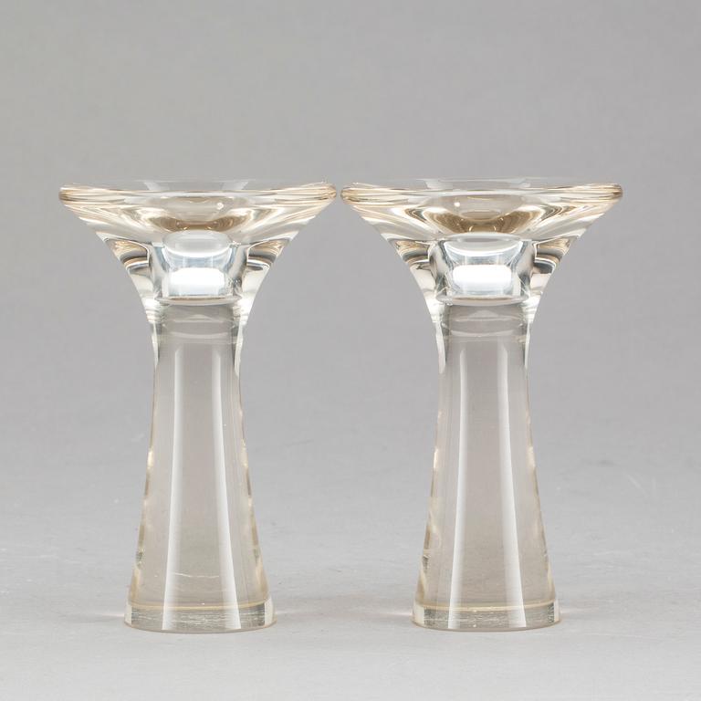 LJUSSTAKAR, ett par, glas, signerade Tapio Wirkkala 3412. Iittala.