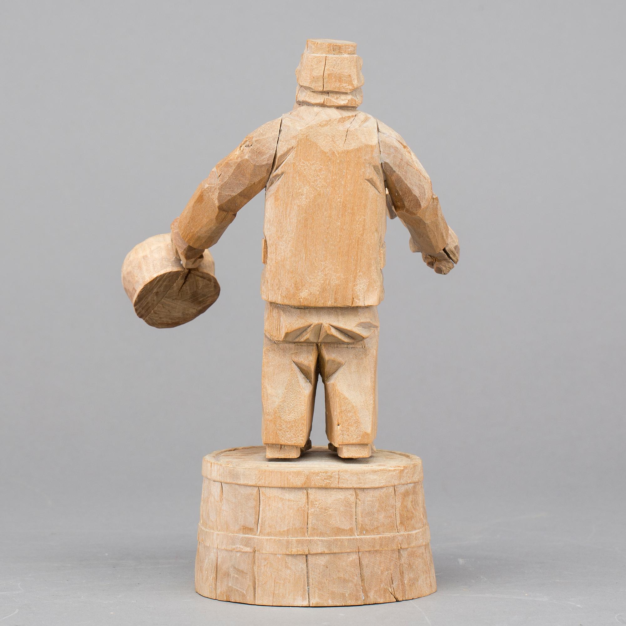 TWO WOOD SCULPTURES, one signed Axel Ericsson.