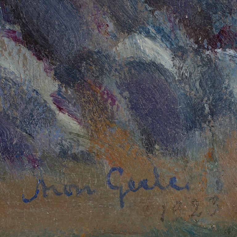 ARON GERLE, olja på pannå. Signerad.