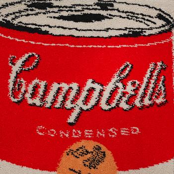 A rug after Andy Warhol, "Campbells Tomato Soup", by Ege Artline, second half of the 20th century, 87 x 81 cm.