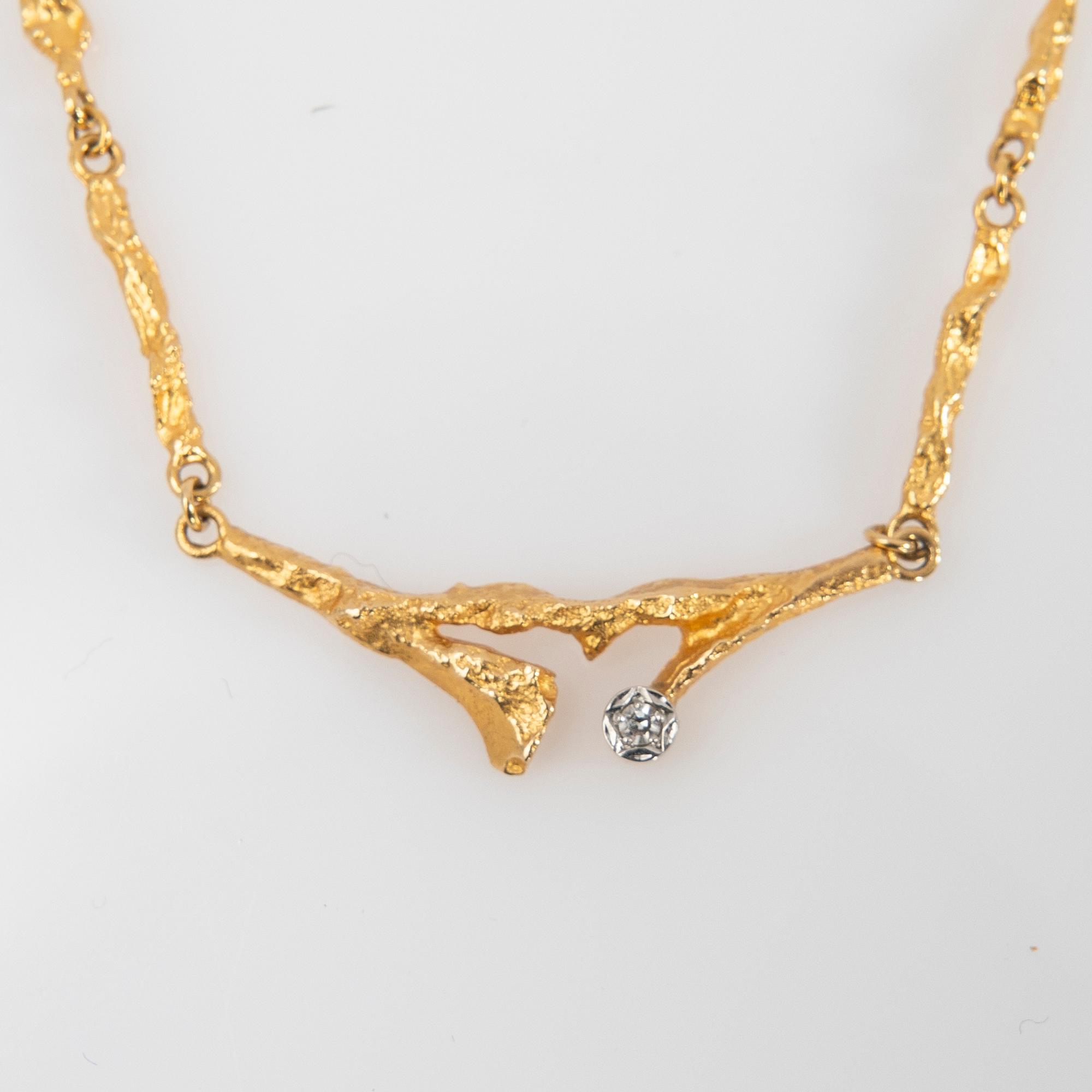 Björn Weckström, Necklace, "Vårdagg", 18K and brilliant-cut diamond, Lapponia.
