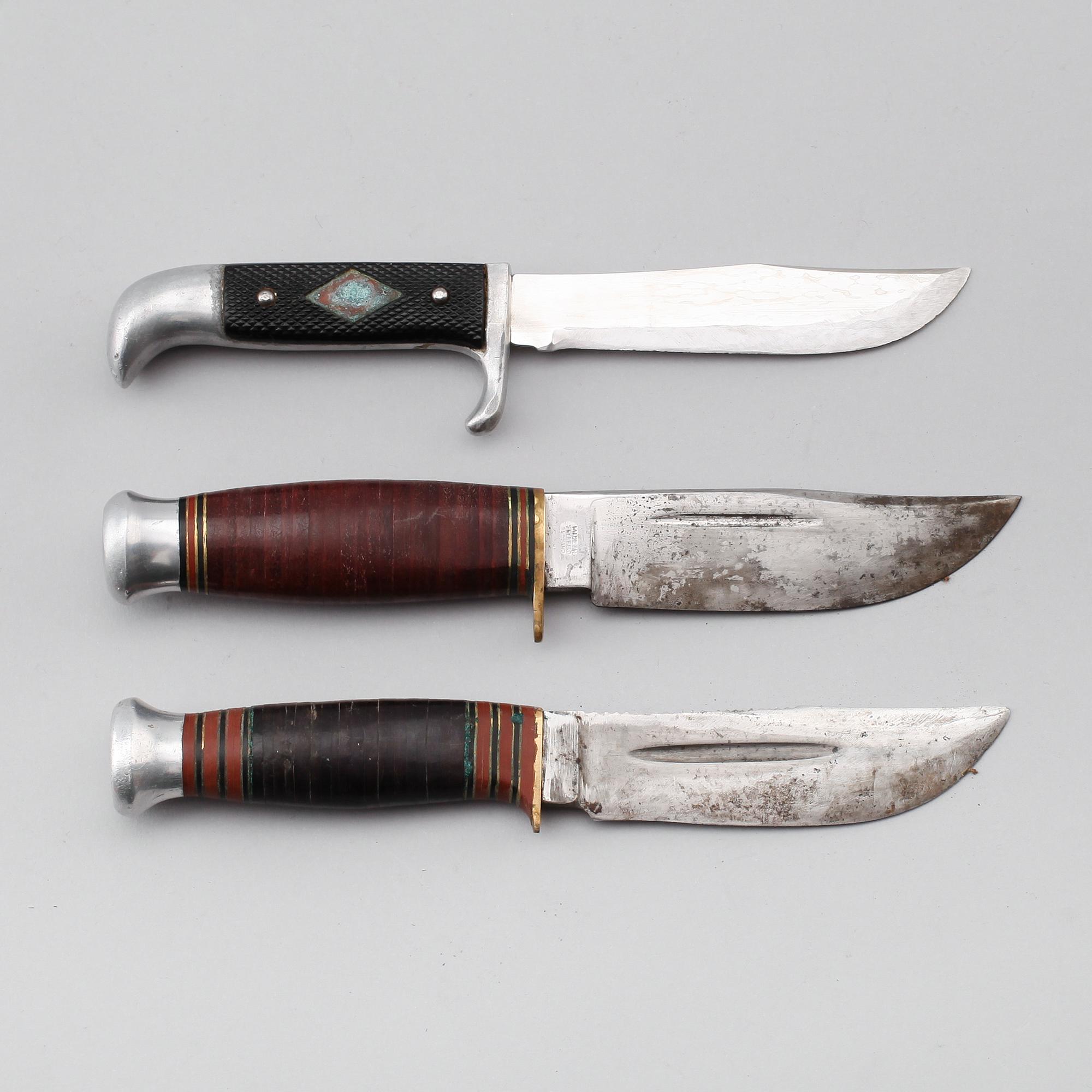 KNIVAR, 3 st, bl a J.A Hellberg, Eskilstuna och William Rodgers, Sheffield.
