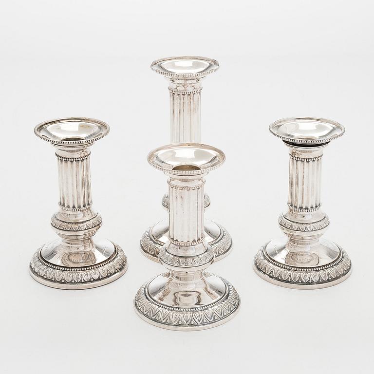 A set of four silver candlesticks, Kultateollisuus oy, Turku, 1968 and 1988.