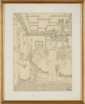 RUDOLF CARLBORG, 9 st, tuschteckningar, sign.