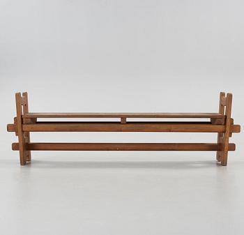 Axel Einar Hjorth, a 'Skoga' stained pine bench, Nordiska Kompaniet, Sweden 1930's.