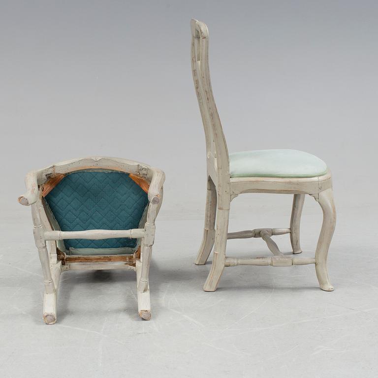 A set of four mid 1700s chairs (2+2).