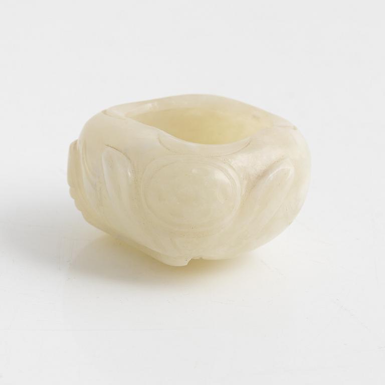 A Chinese jade brush pot, 20th century.