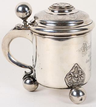 DRYCKESSTOP, silver, barockstil, CG Hallberg Stockholm 1890. Vikt 670 gram.