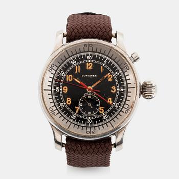 76. Longines, single button flyback-chronograph, "Oversized".