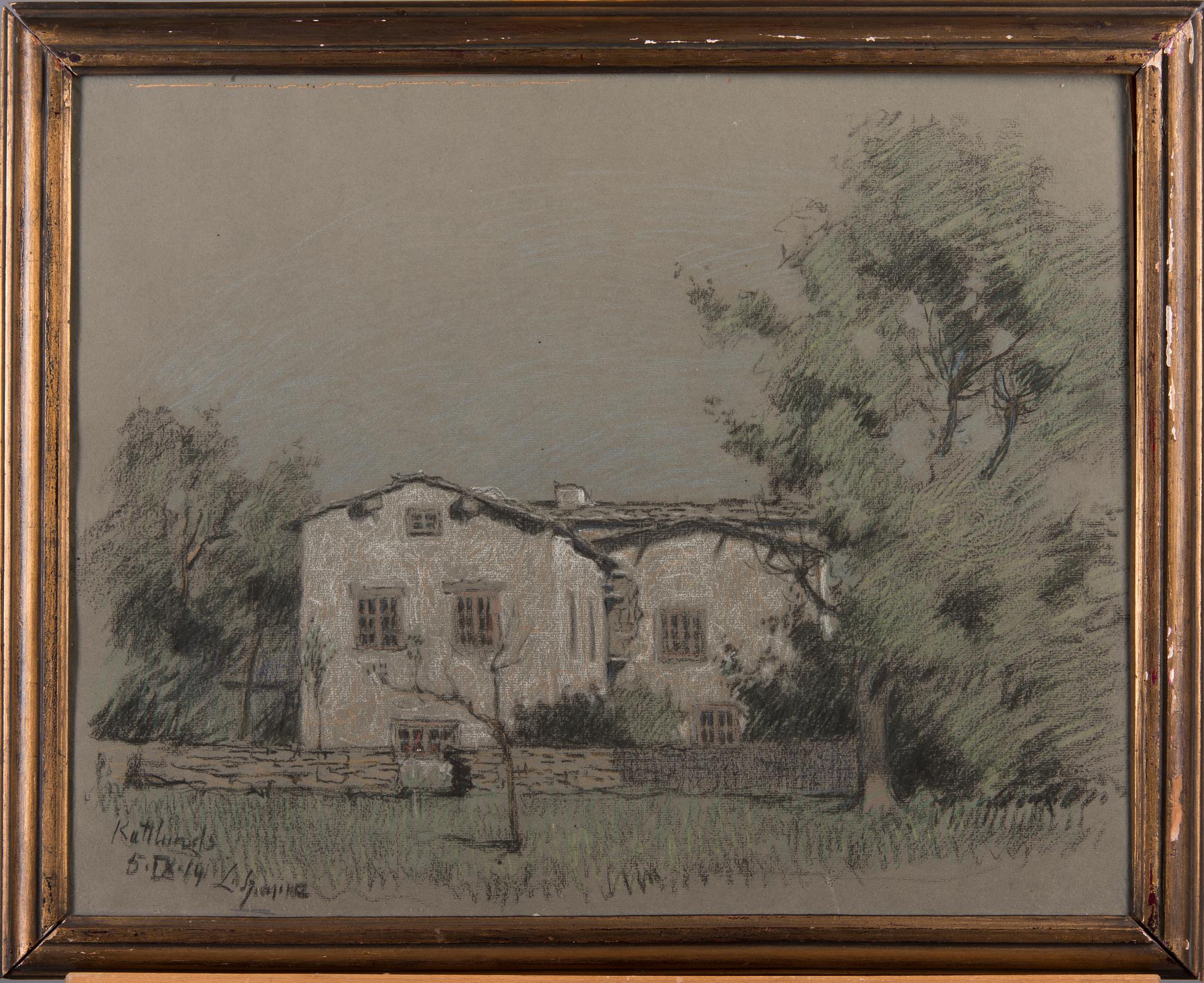 LOUIS SPARRE, pastell, signerad, märkt Kattlunds, daterad 5 IX -14.
