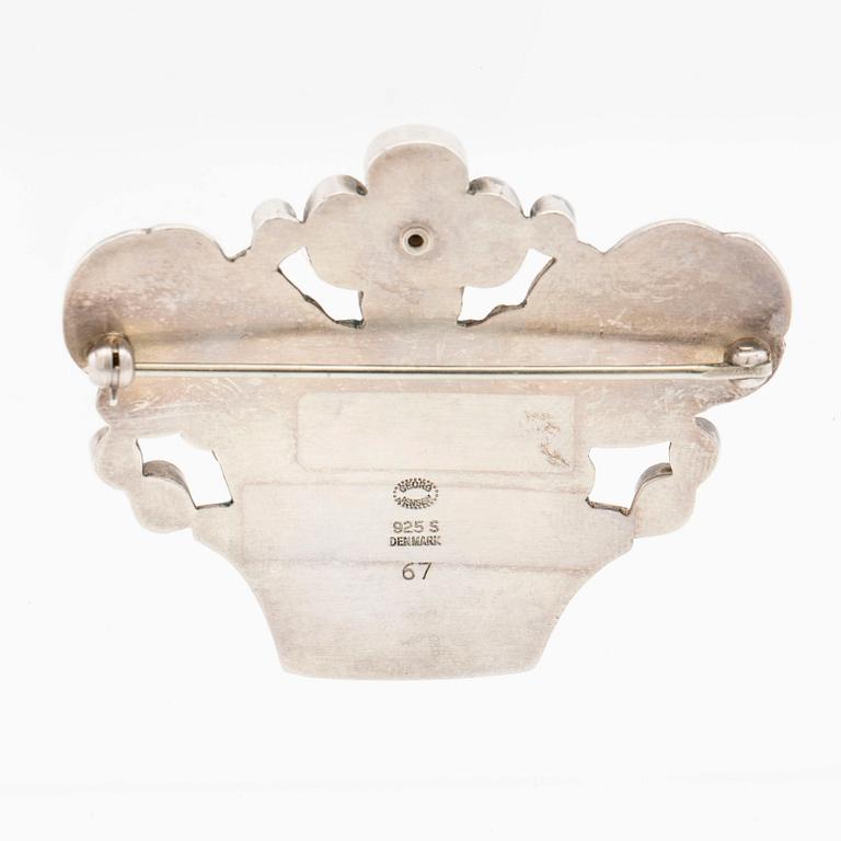 Georg Jensen, Brooch, silver with gemstones, Georg Jensen.