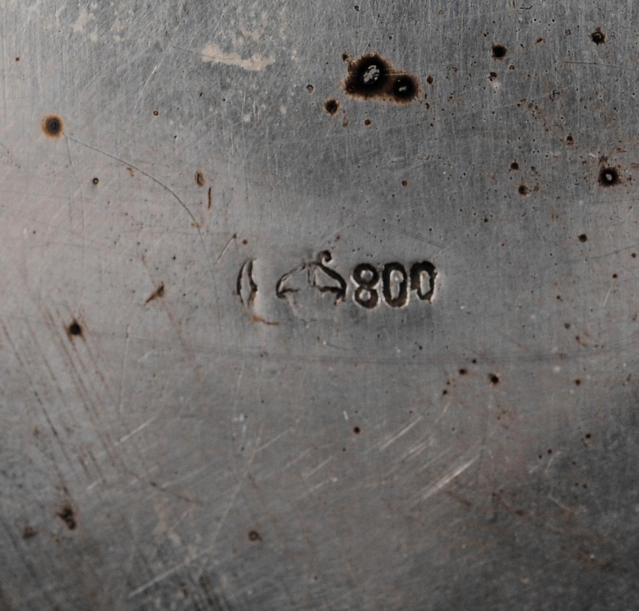 VIGVATTENSKÅL, silver 800, Tyskland, 1800-/1900-tal. Vikt 194 g.