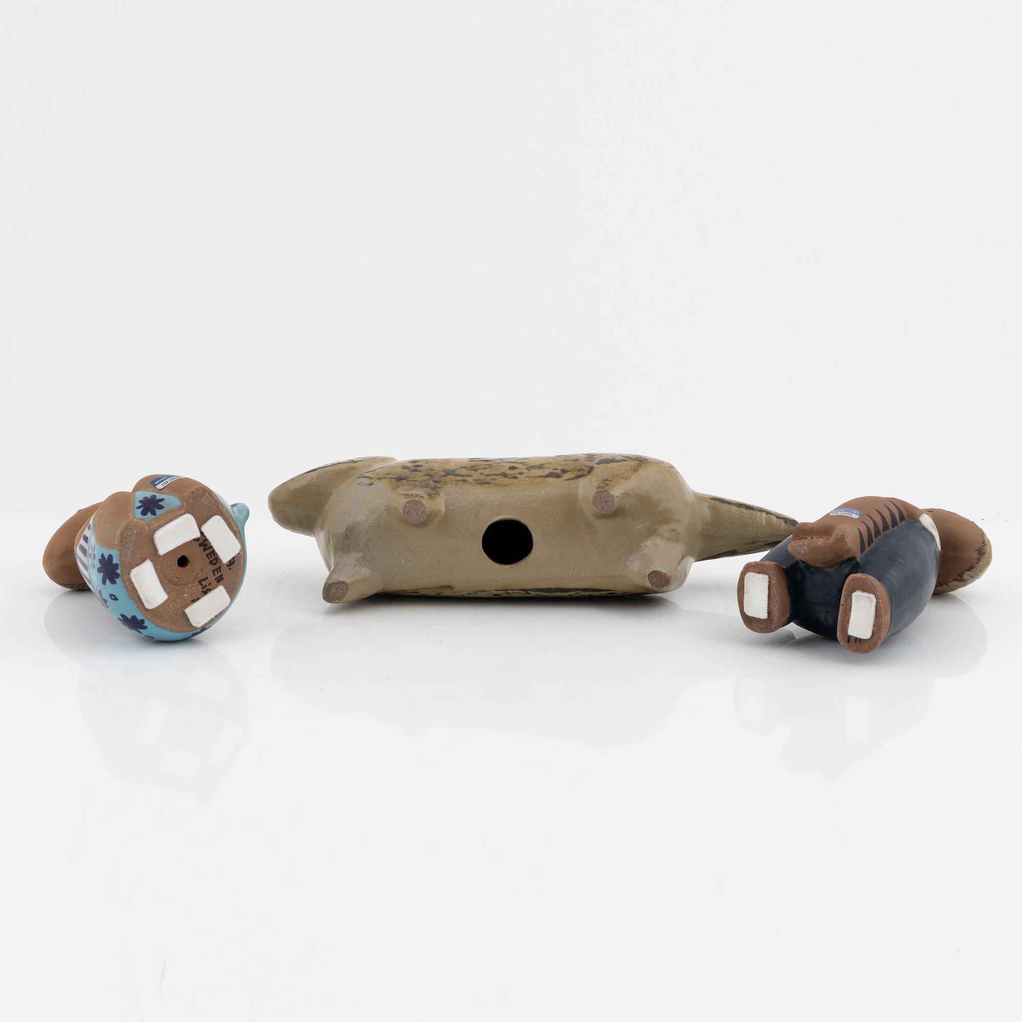 Lisa Larson, figuriner, 3 st, stengods, Gustavsberg.