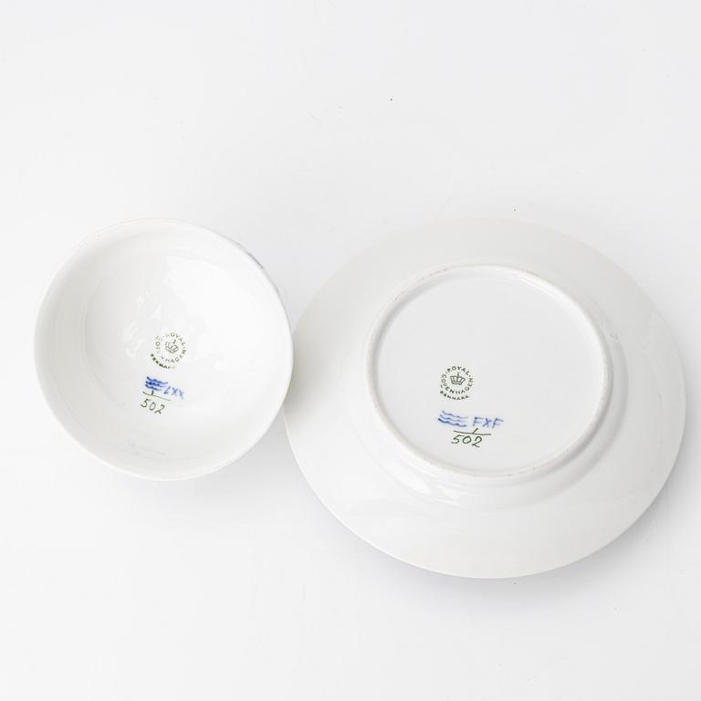 Royal Copenhagen, A 'blue fluted half lace' porcelain butter dish with stand, 1960s.