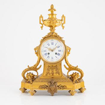 A Louis XVI-style mantle clock, 19th century.