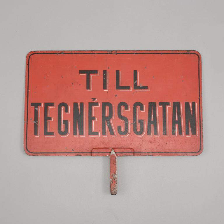SPÅRVAGNSSKYLT, metall, 1900-talets första hälft.