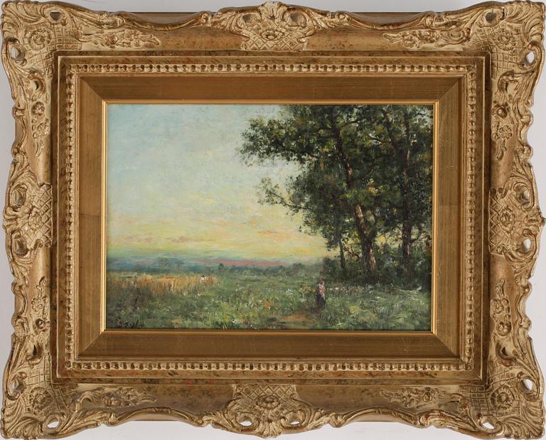 CHARLES WELLINGTON BOYLE, olja på duk uppklistrad på pannå, signerad.