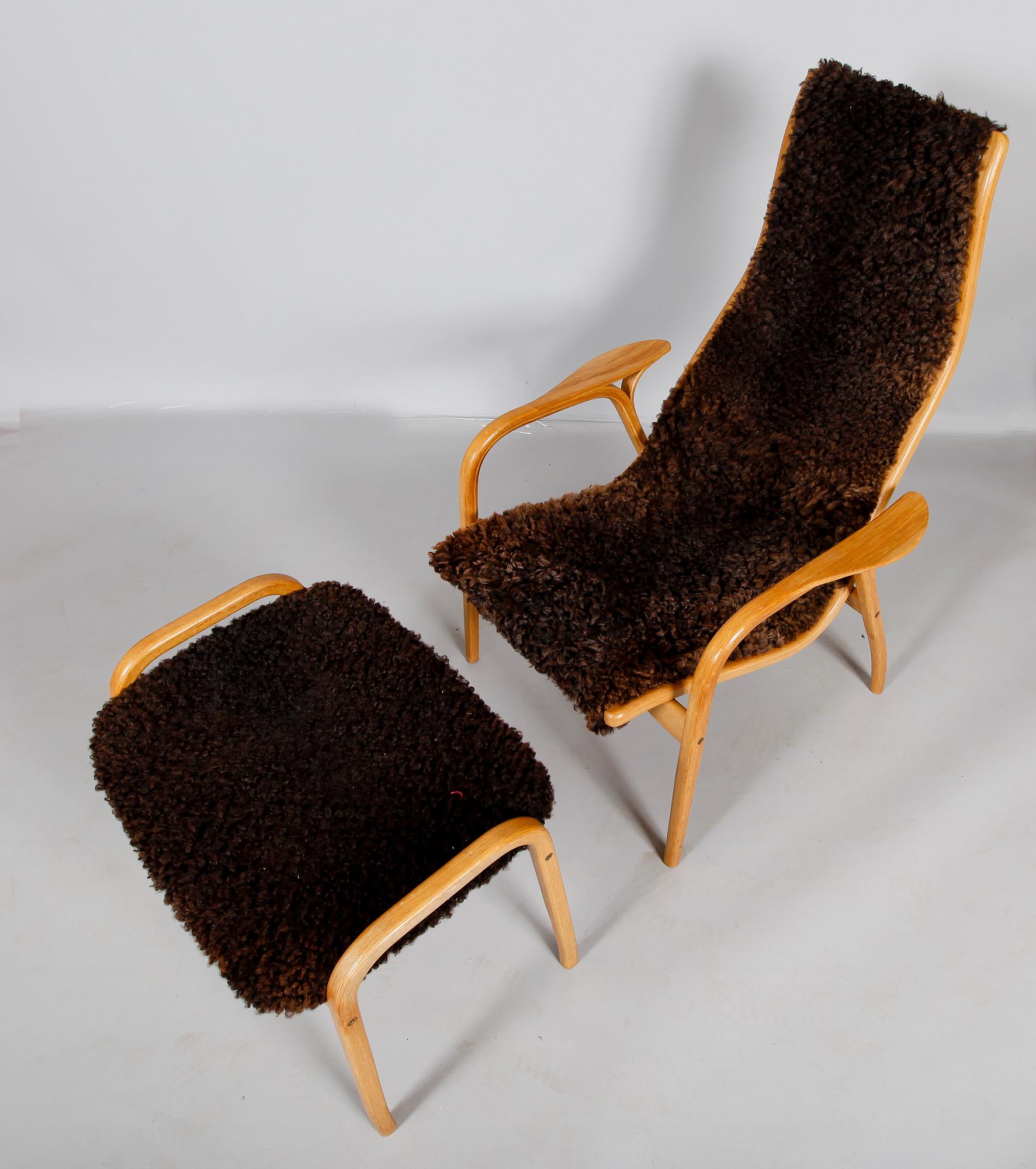 FÅTÖLJ OCH PALL, "Lamino", Yngve Ekström för Swedese.