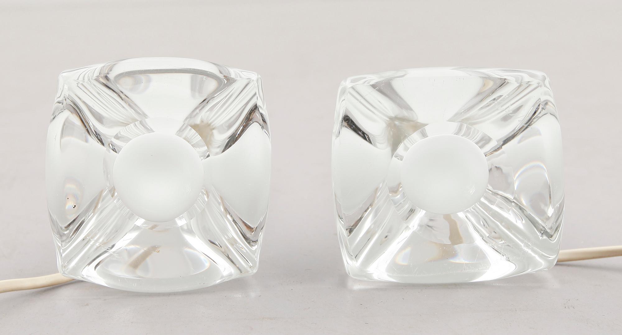 BORDSLAMPOR, 1 par, glas, Flygsfors, 1900-talets mitt.