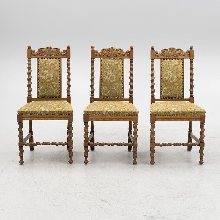 Three Baroque style chairs, 20th century, Alsterbo,.