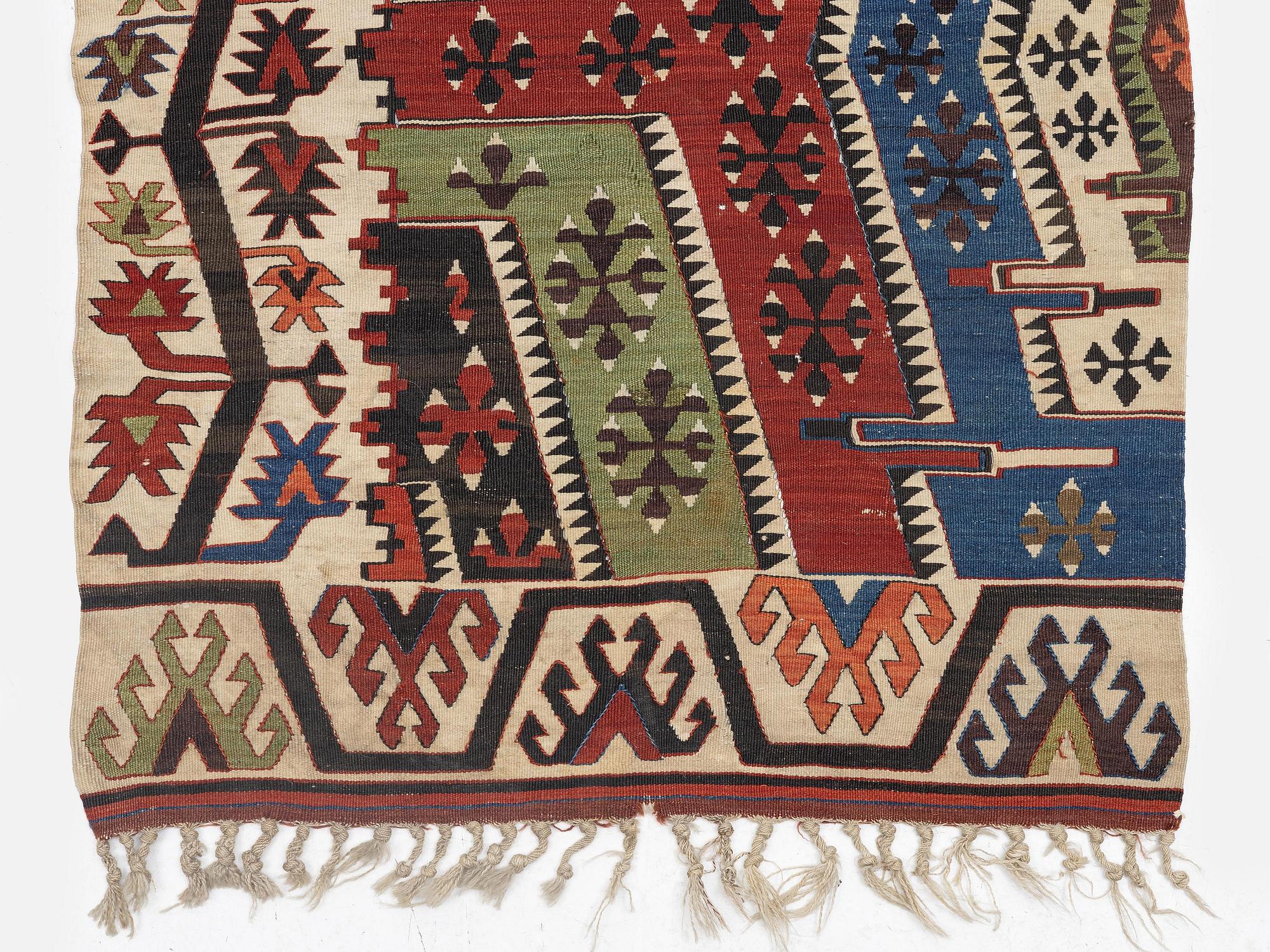 Antique central Anatolian kilim, two pieces, c. 447 x 173 cm, first half of the 19th century.