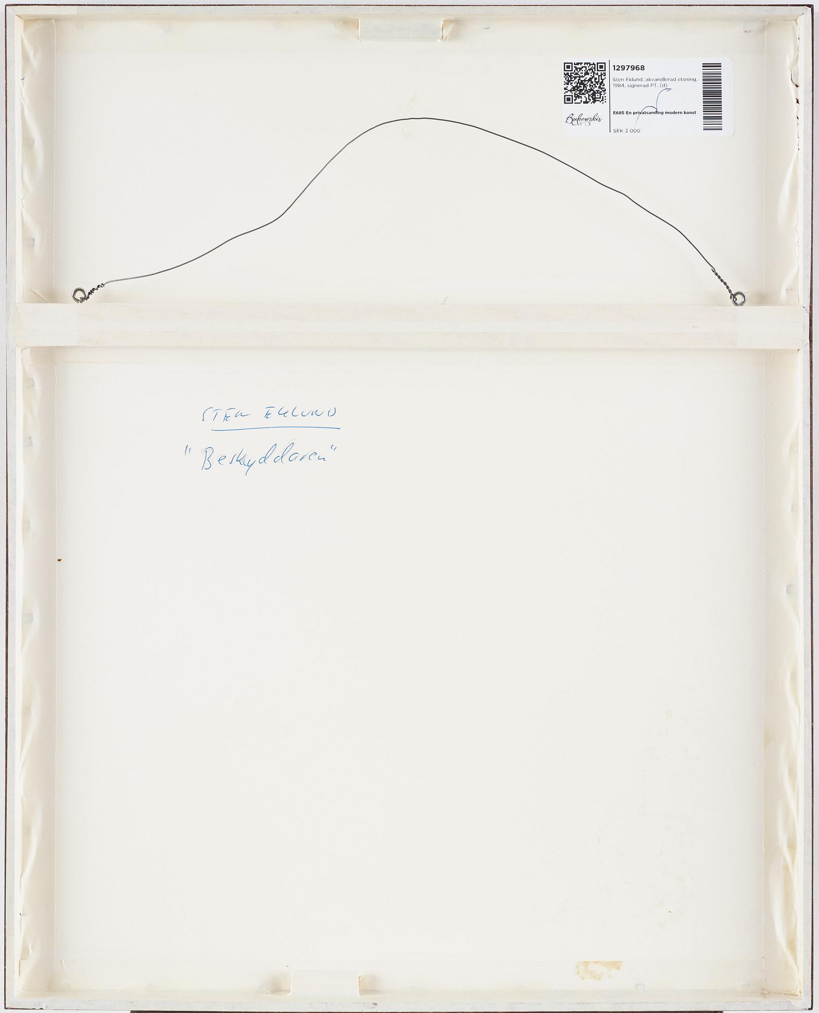 Sten Eklund, etching with watercolour, 1984, signed PT.
