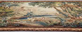 VÄVD TAPET, "Pastoral scen", gobelängteknik, ca 275,5-278,5 x 407 cm, Aubusson, Frankrike omkring 1700-talets mitt.