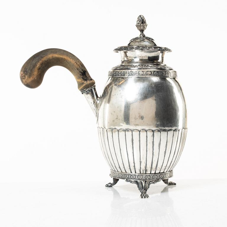 A 19th century Swedish silver coffee pot, marks of A.F.Hellman, Uppsala 1837.