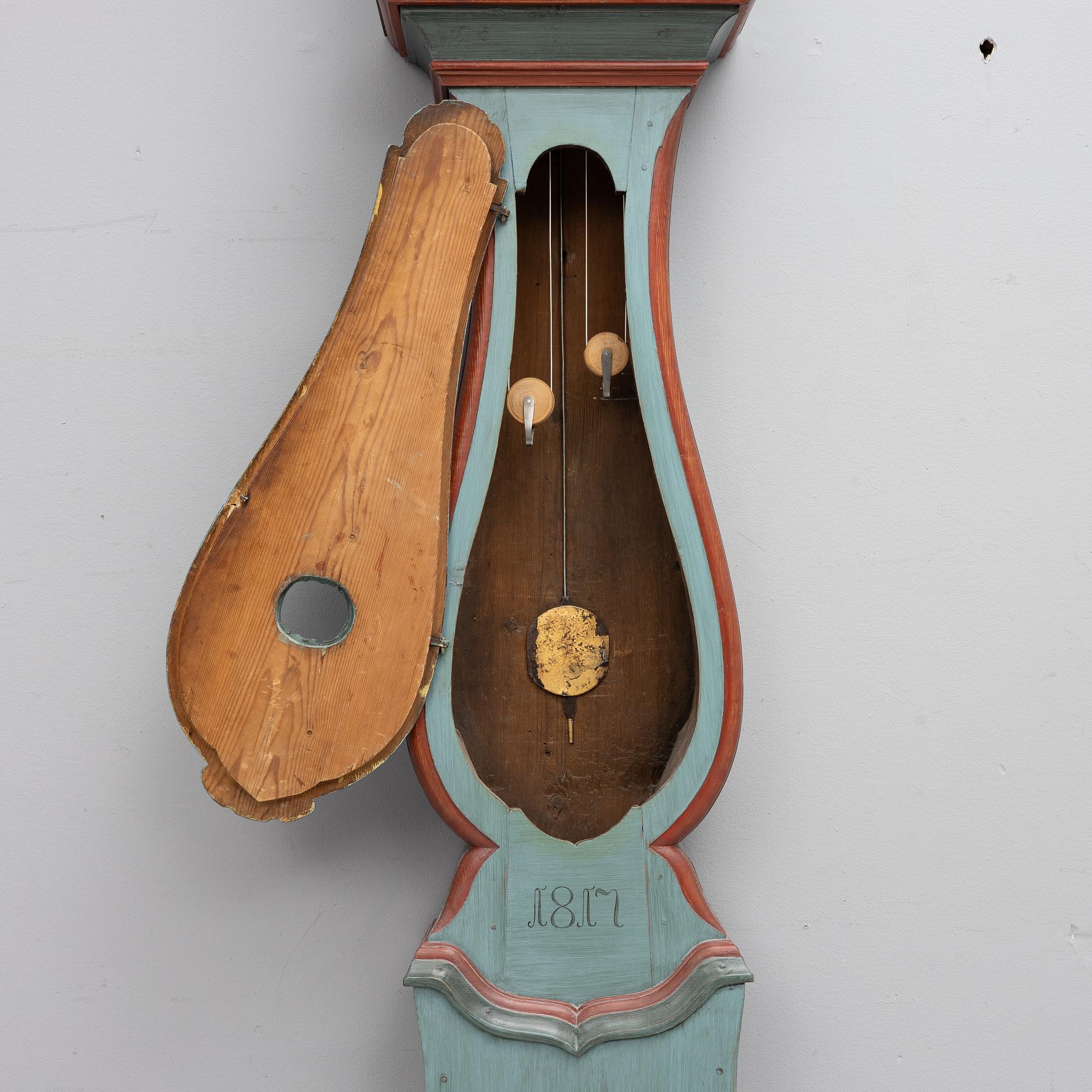 Longcase clock, folk art, 18th/19th century.