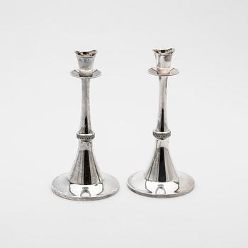 Candelsticks, a pair, silver, MGAB, Uppsala, 1964.