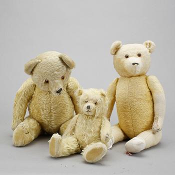 PARTI MJUKDJUR, 3 st. Bland annat Steiff och Hermann. 1900-tal.