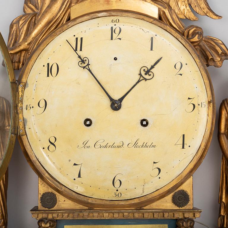 A late gustavian wall clock by Jonas Cederlund (1799-1825), Stockholm.