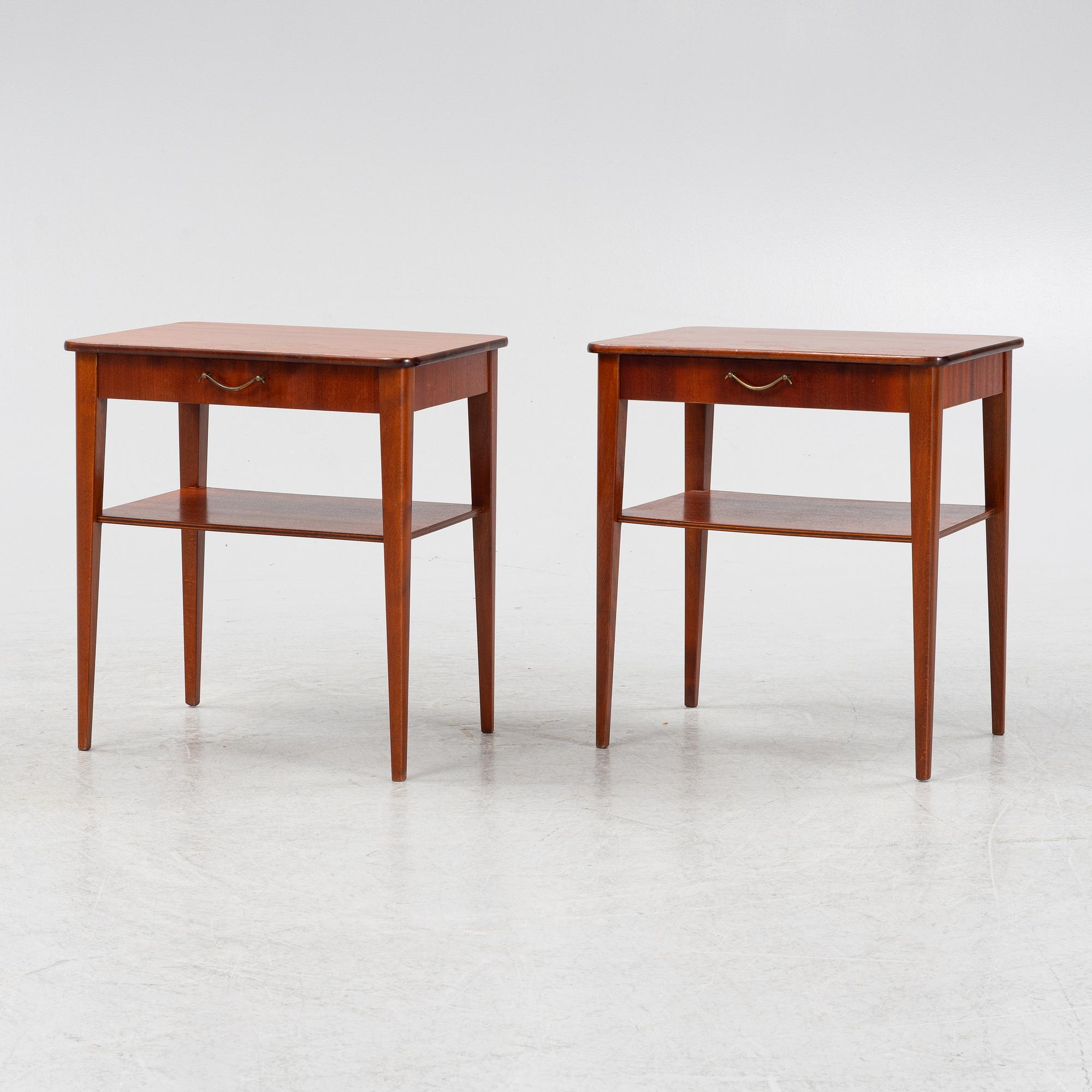 Sängbord, ett par, Björkås Möbelfabrik, Nässjö, 1950/60-tal.