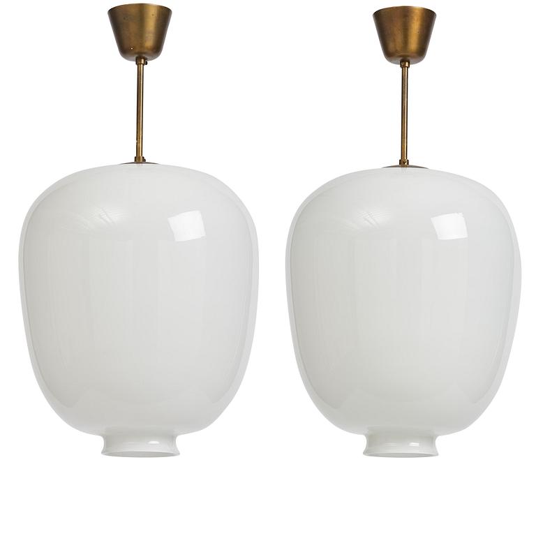 Harald Notini, a pair of ceiling lamps model 11472, Arvid Böhlmarks Lampfabrik, Stockholm, 1940s.