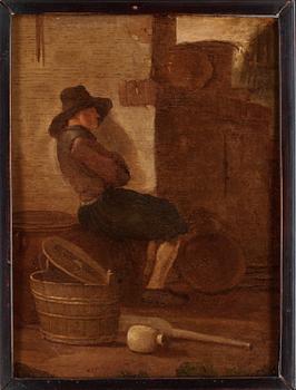 Egbert Lievensz van der Poel Circle of, Man resting beside a wall.