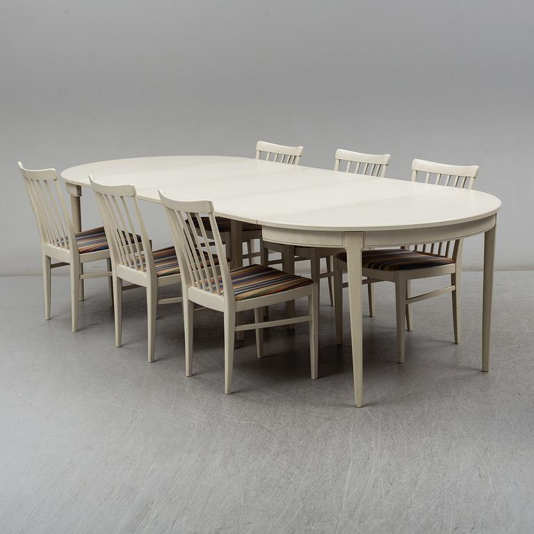 CARL MALMSTEN, table with 6 chairs, late 20th Century.