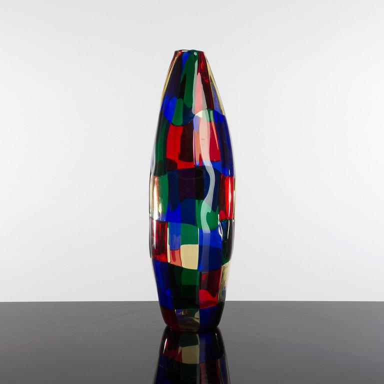A Fulvio Bianconi "Pezzato" vase, made by Venini, Murano 1992.