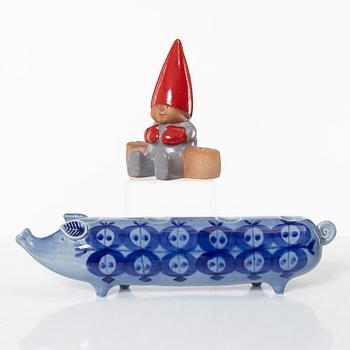 Lisa Larson, adventsljusstake samt ljusstake, stengods, Gustavsberg.