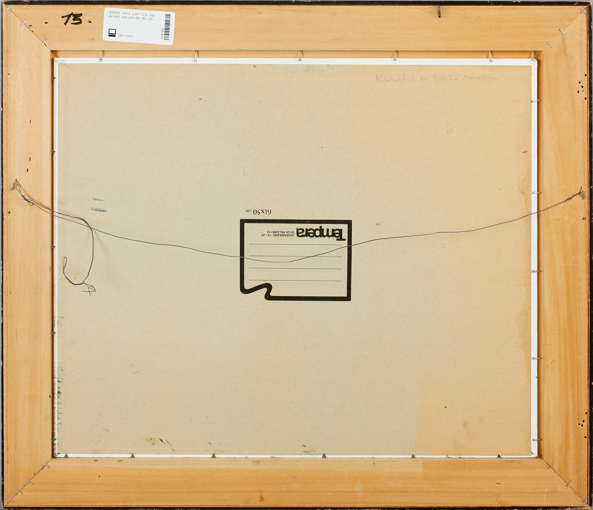 VESA JUNTTILA, olja på duk, sign och dat -83.