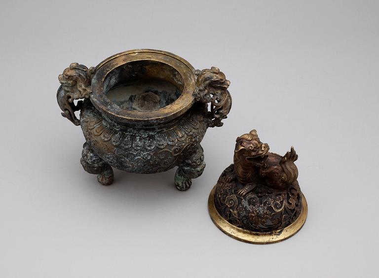 RÖKELSEKAR, brons, Mingstil, sen Qingdynasti (1800-tal).