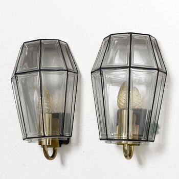 Vägglampor, ett par, Glashütte Limburg, 1900-tal.